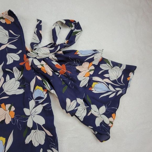 Parker Navy Floral Cold Shoulder Straps Mini Dress - Picture 11 of 14